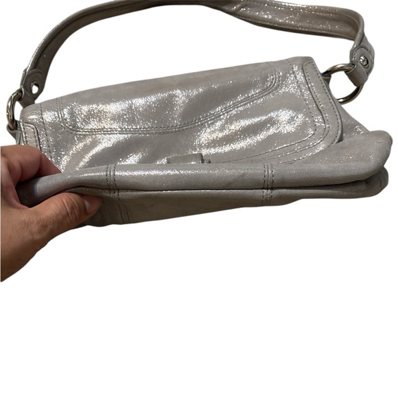 Coach Poppy Silver Gray Leather Shoulder Bag